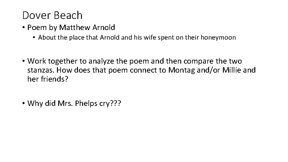 Dover Beach • Poem by Matthew Arnold • About the place that Arnold and