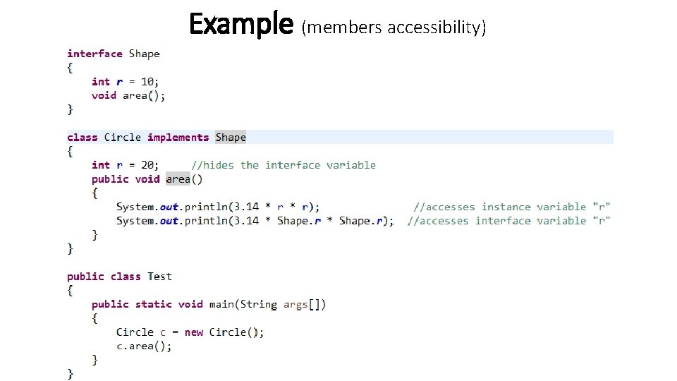 Example (members accessibility) 