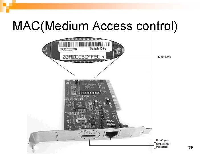 MAC(Medium Access control) 30 
