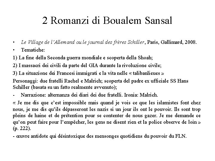 2 Romanzi di Boualem Sansal • Le Village de l’Allemand ou le journal des