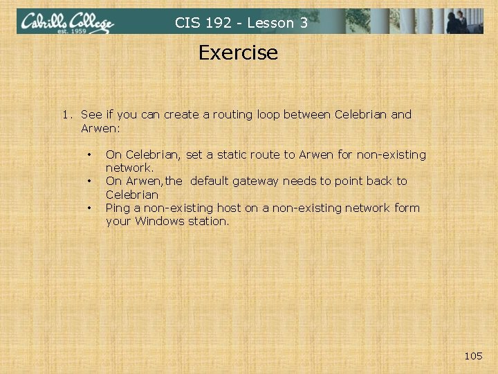 CIS 192 - Lesson 3 Exercise 1. See if you can create a routing