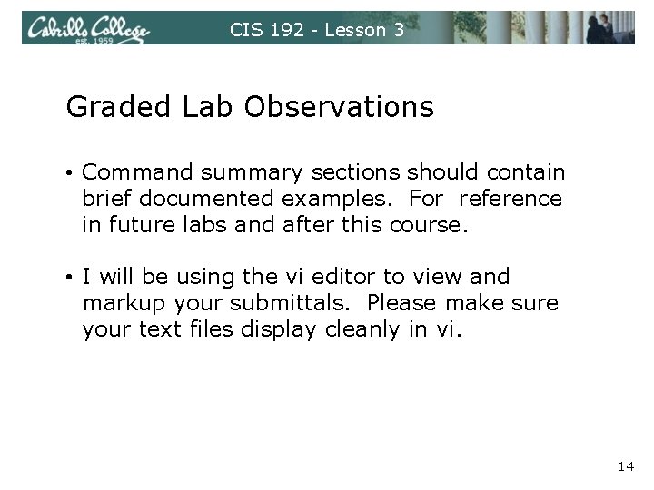 CIS 192 - Lesson 3 Graded Lab Observations • Command summary sections should contain