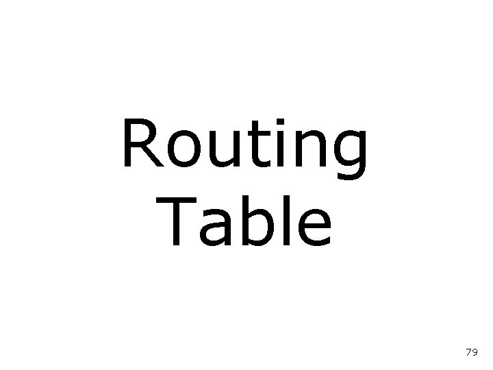 Routing Table 79 