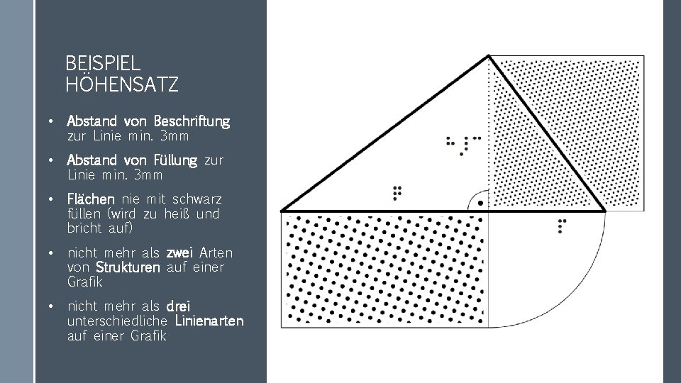 BEISPIEL HÖHENSATZ • Abstand von Beschriftung zur Linie min. 3 mm • Abstand von