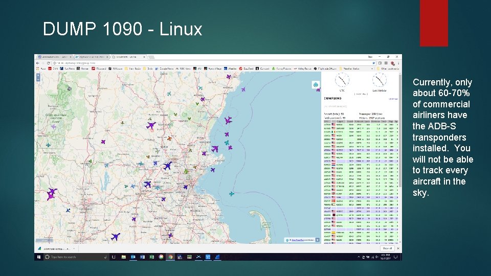 DUMP 1090 - Linux Currently, only about 60 -70% of commercial airliners have the