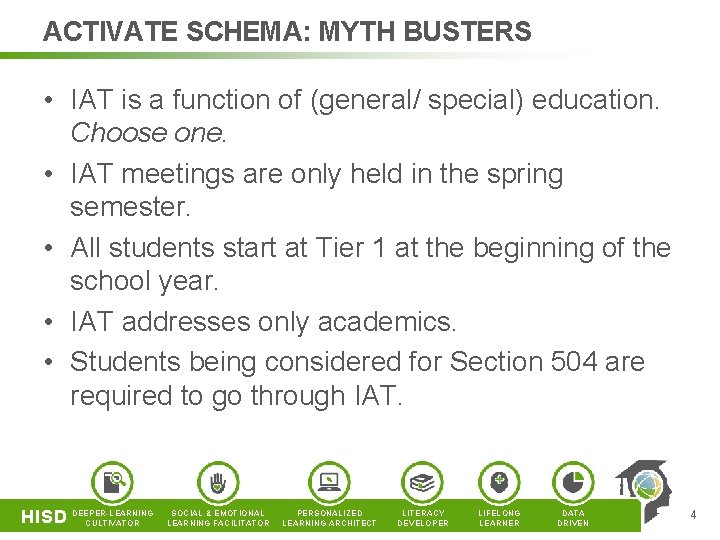ACTIVATE SCHEMA: MYTH BUSTERS • IAT is a function of (general/ special) education. Choose