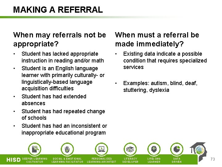 MAKING A REFERRAL When may referrals not be appropriate? When must a referral be