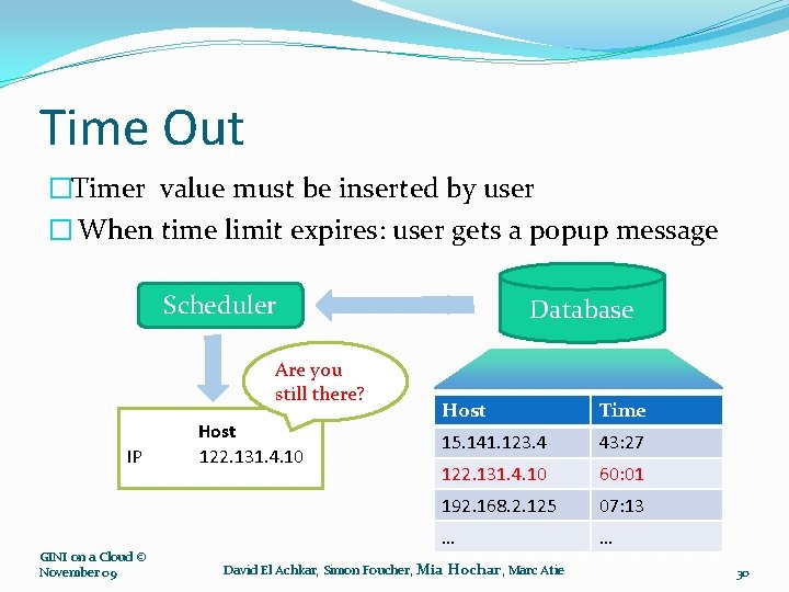 Time Out �Timer value must be inserted by user � When time limit expires: