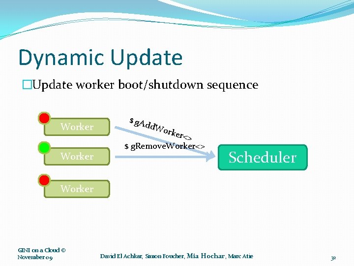 Dynamic Update �Update worker boot/shutdown sequence Worker $ g. A dd. W o rker