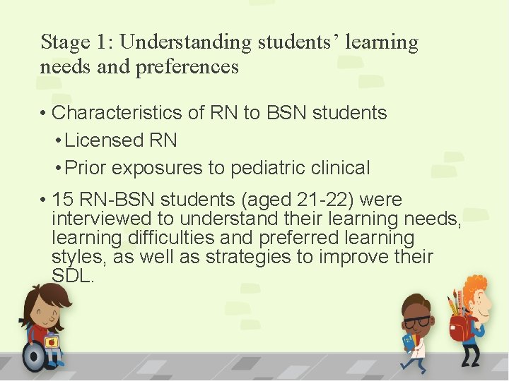Stage 1: Understanding students’ learning needs and preferences • Characteristics of RN to BSN