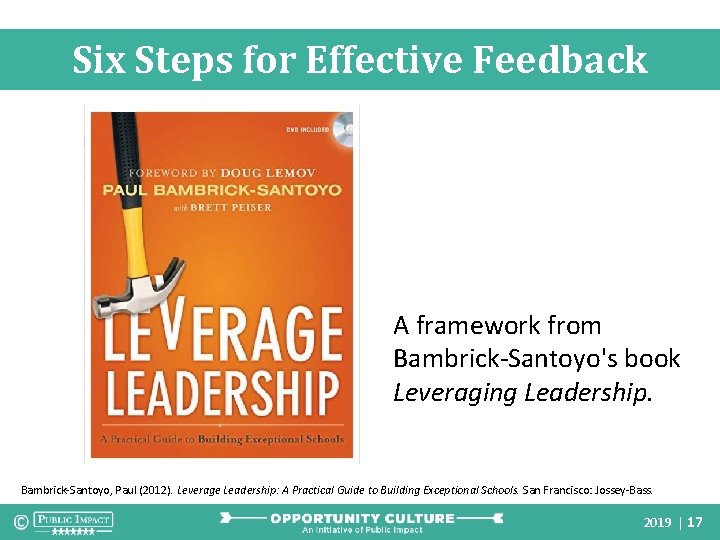 Six Steps for Effective Feedback A framework from Bambrick-Santoyo's book Leveraging Leadership. Bambrick-Santoyo, Paul