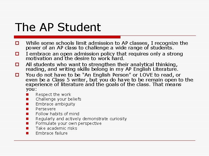 The Advanced Placement Exam English Literature and Composition