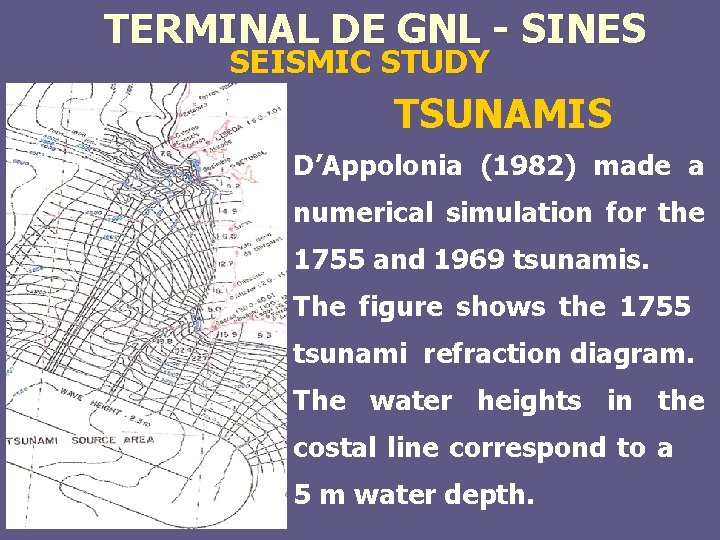 TERMINAL DE GNL - SINES SEISMIC STUDY TSUNAMIS D’Appolonia (1982) made a numerical simulation