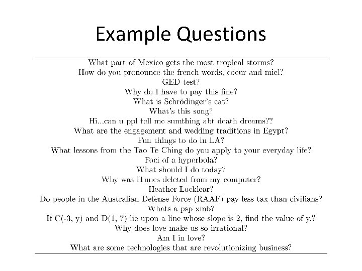 Example Questions 