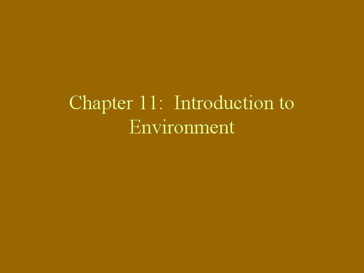 Chapter 11: Introduction to Environment 