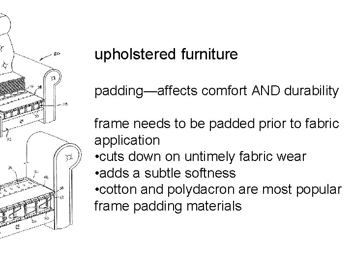upholstered furniture padding—affects comfort AND durability frame needs to be padded prior to fabric