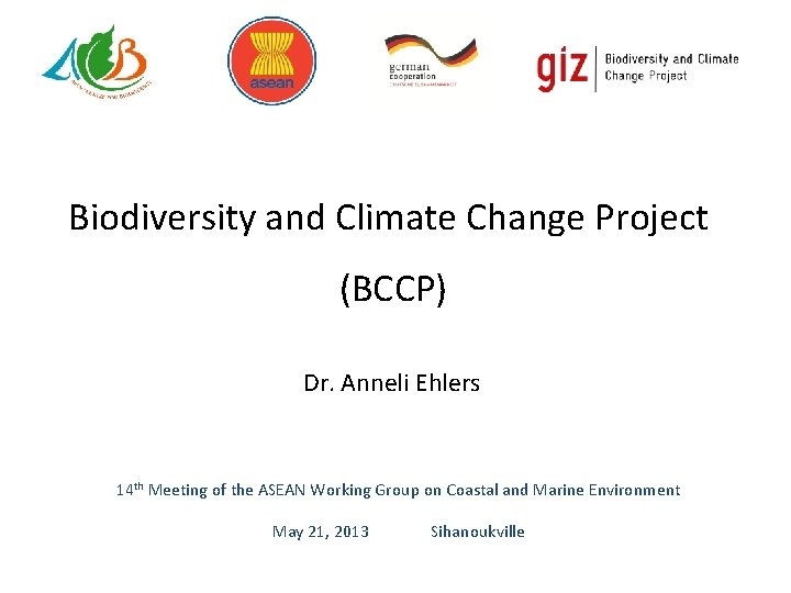 Biodiversity and Climate Change Project (BCCP) Dr. Anneli Ehlers 14 th Meeting of the