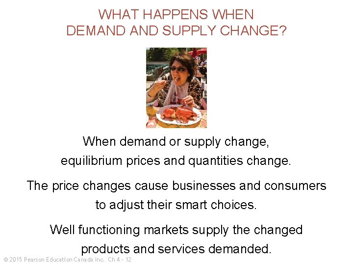 WHAT HAPPENS WHEN DEMAND SUPPLY CHANGE? When demand or supply change, equilibrium prices and
