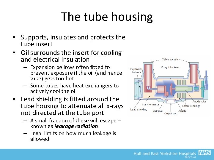 The tube housing • Supports, insulates and protects the tube insert • Oil surrounds