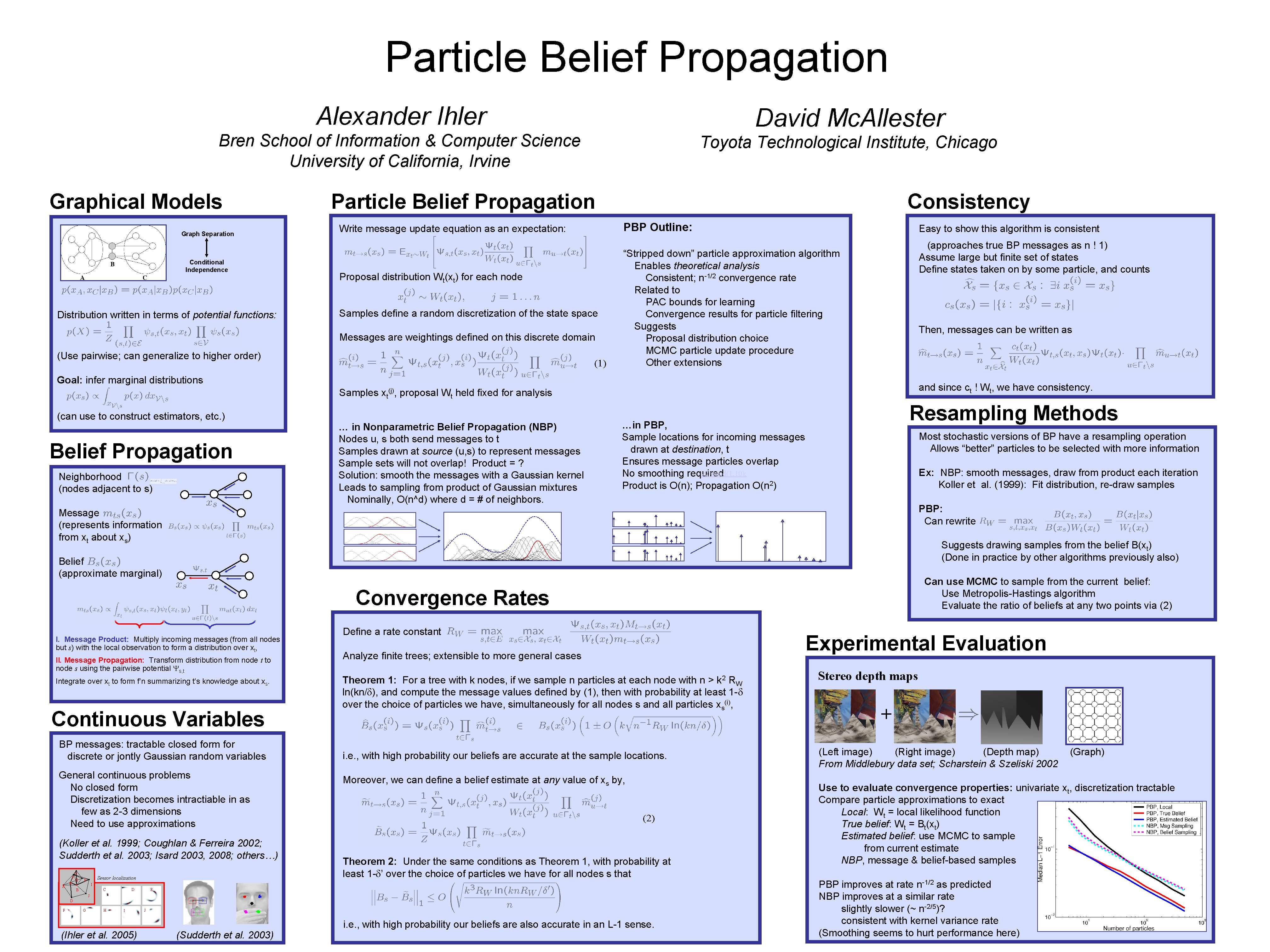 Particle Belief Propagation Alexander Ihler David Mc. Allester Bren School of Information & Computer
