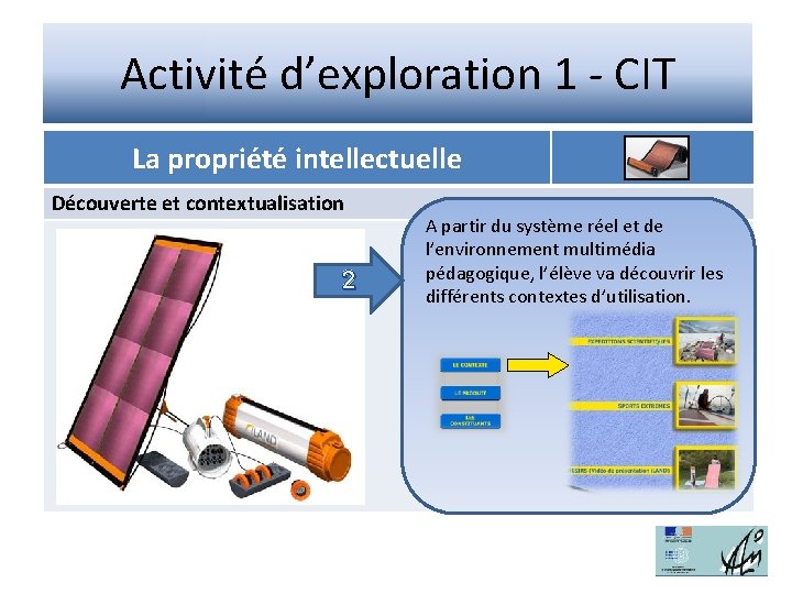 Activité d’exploration 1 - CIT La propriété intellectuelle Découverte et contextualisation 2 A partir