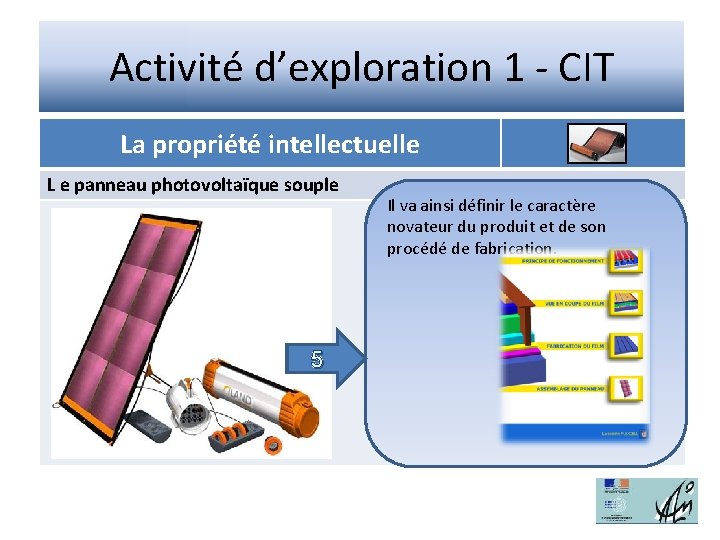 Activité d’exploration 1 - CIT La propriété intellectuelle L e panneau photovoltaïque souple 5