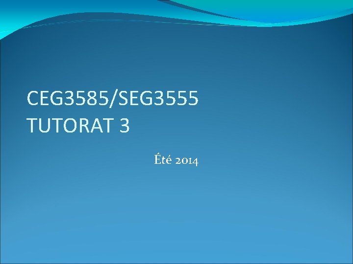 CEG 3585/SEG 3555 TUTORAT 3 Été 2014 