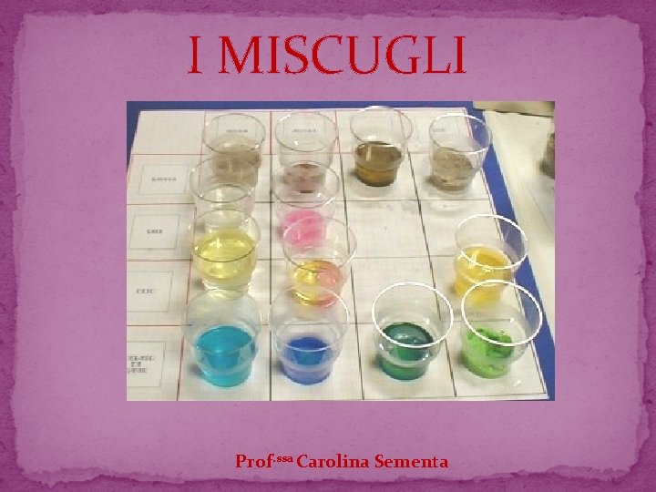I MISCUGLI Prof. ssa Carolina Sementa I MISCUGLI Prof. ssa Carolina Sementa