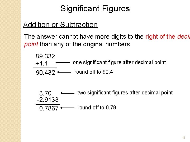 Significant Figures Addition or Subtraction The answer cannot have more digits to the right Significant Figures Addition or Subtraction The answer cannot have more digits to the right