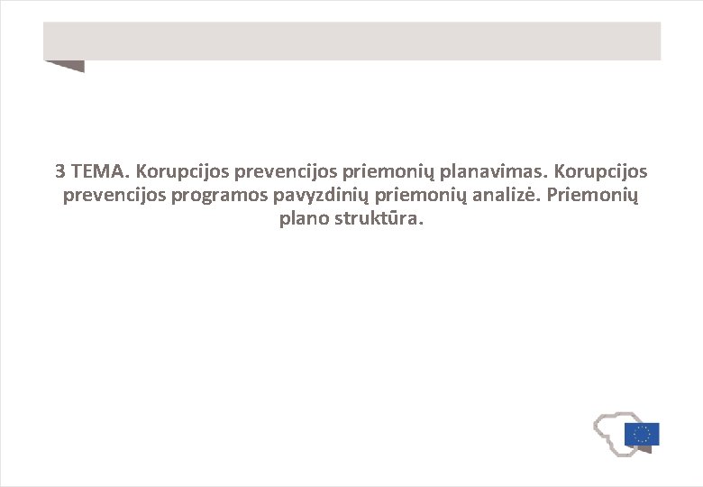 3 TEMA. Korupcijos prevencijos priemonių planavimas. Korupcijos prevencijos programos pavyzdinių priemonių analizė. Priemonių plano