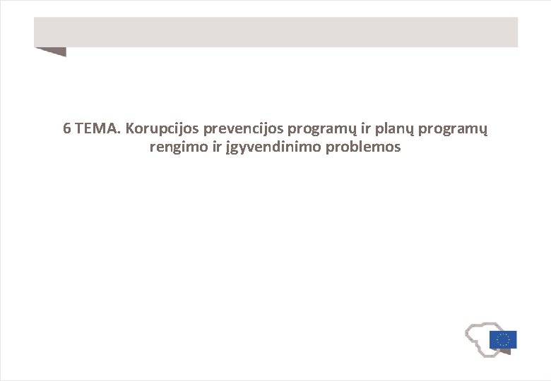 6 TEMA. Korupcijos prevencijos programų ir planų programų rengimo ir įgyvendinimo problemos 