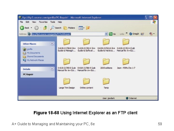 Figure 18 -68 Using Internet Explorer as an FTP client A+ Guide to Managing