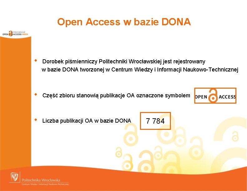 Open Access w bazie DONA • Dorobek piśmienniczy Politechniki Wrocławskiej jest rejestrowany w bazie