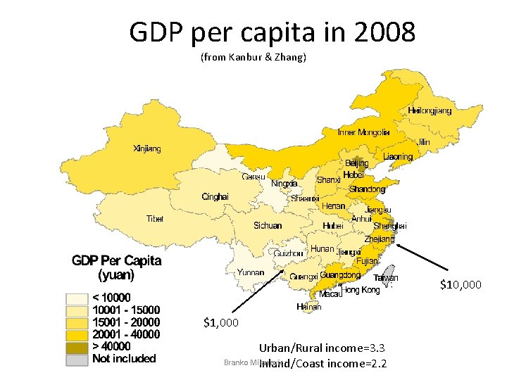 GDGDP per capita in 2008 (from Kanbur & Zhang) $10, 000 $1, 000 Urban/Rural