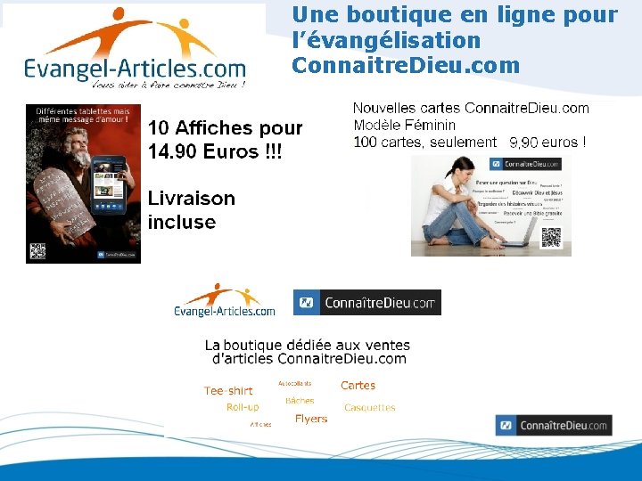 Une boutique en ligne pour l’évangélisation Connaitre. Dieu. com 