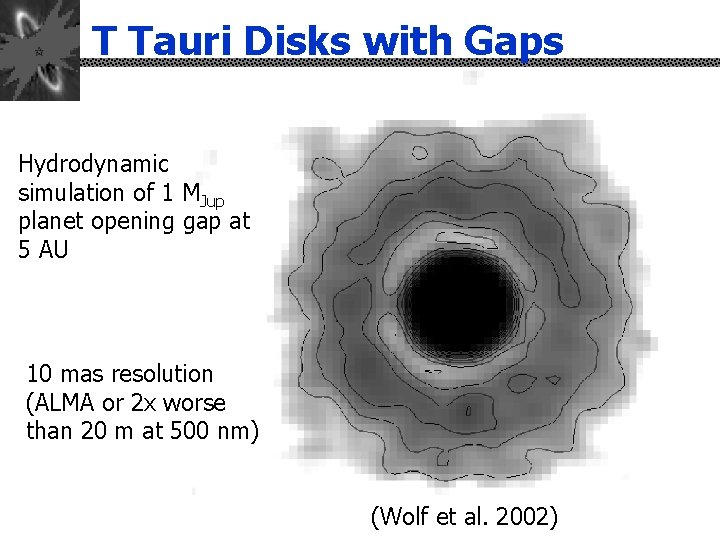 T Tauri Disks with Gaps Hydrodynamic simulation of 1 MJup planet opening gap at