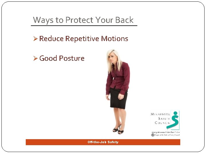 OfftheJob Safety Preventing Back Injuries Back Facts Anyone