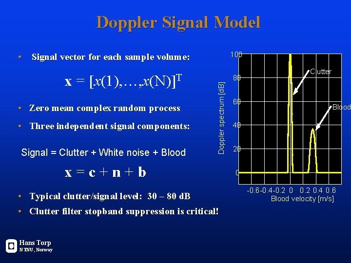 Doppler Signal Model 100 x = [x(1), …, x(N)]T • Zero mean complex random