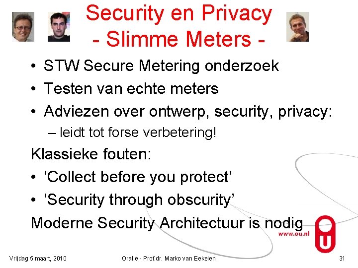 Security en Privacy - Slimme Meters • STW Secure Metering onderzoek • Testen van