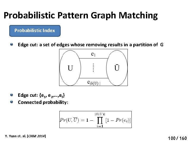 Probabilistic Pattern Graph Matching Probabilistic Index Edge cut: a set of edges whose removing