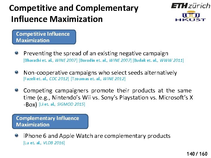 Competitive and Complementary Influence Maximization Competitive Influence Maximization Preventing the spread of an existing