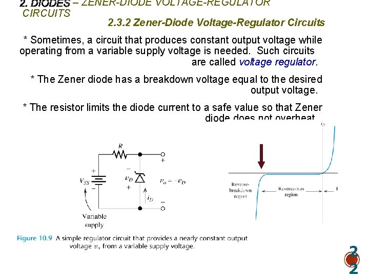 CIRCUITS – ZENER-DIODE VOLTAGE-REGULATOR 2. 3. 2 Zener-Diode Voltage-Regulator Circuits * Sometimes, a circuit