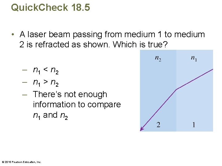 Quick. Check 18. 5 • A laser beam passing from medium 1 to medium