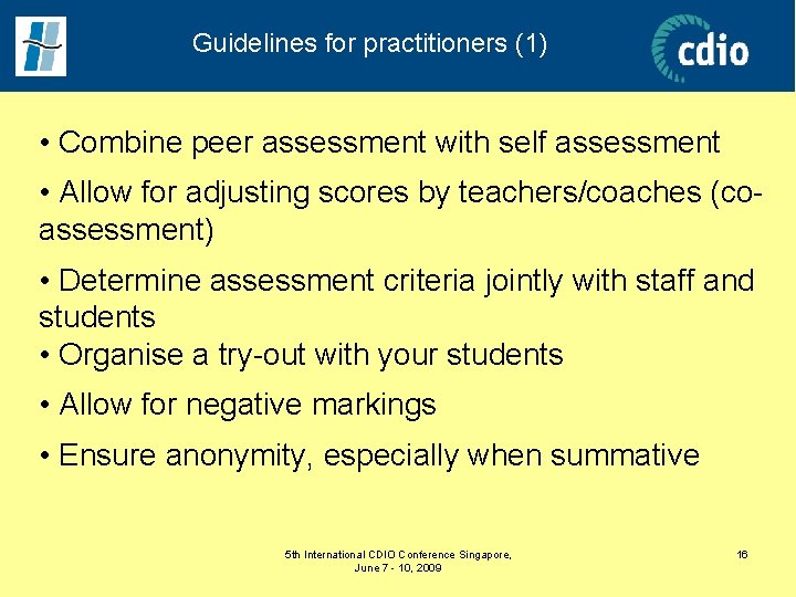 The Role of Peers in the Assessment of
