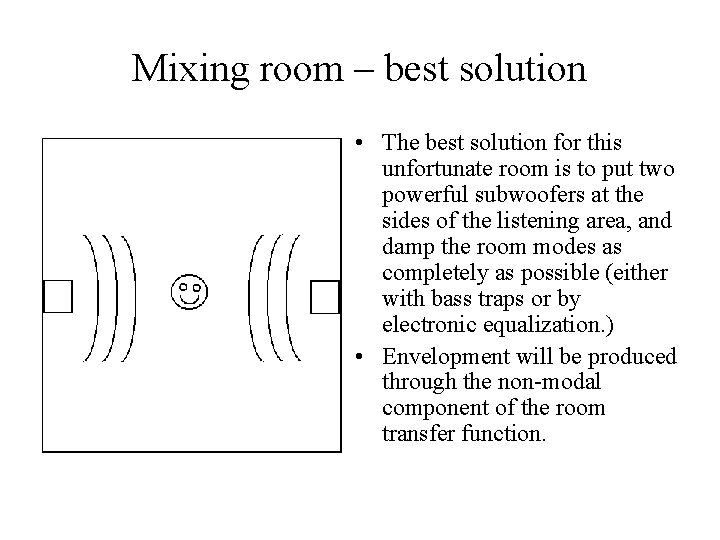 Mixing room – best solution • The best solution for this unfortunate room is