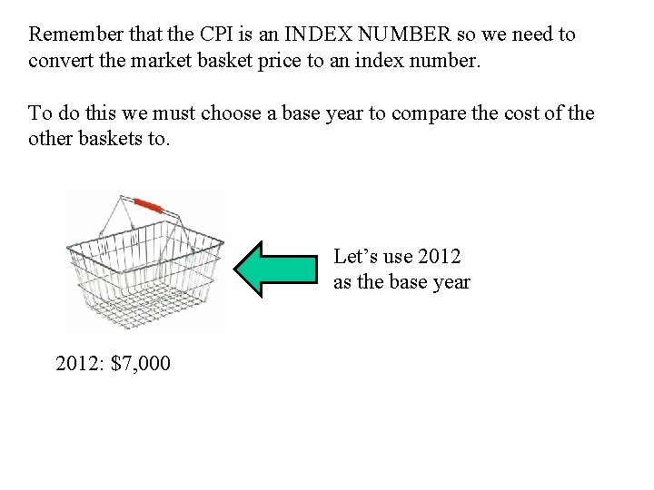 Remember that the CPI is an INDEX NUMBER so we need to convert the