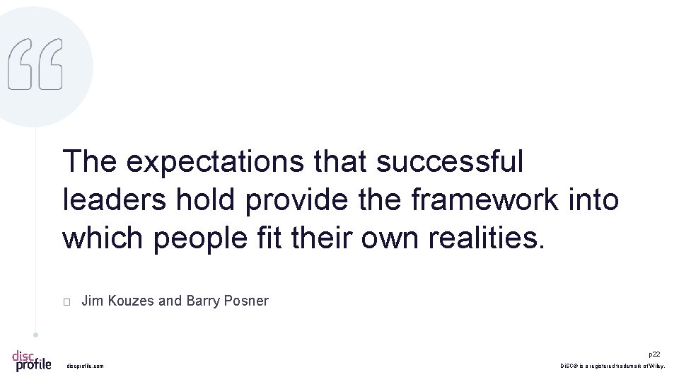 The expectations that successful leaders hold provide the framework into which people fit their