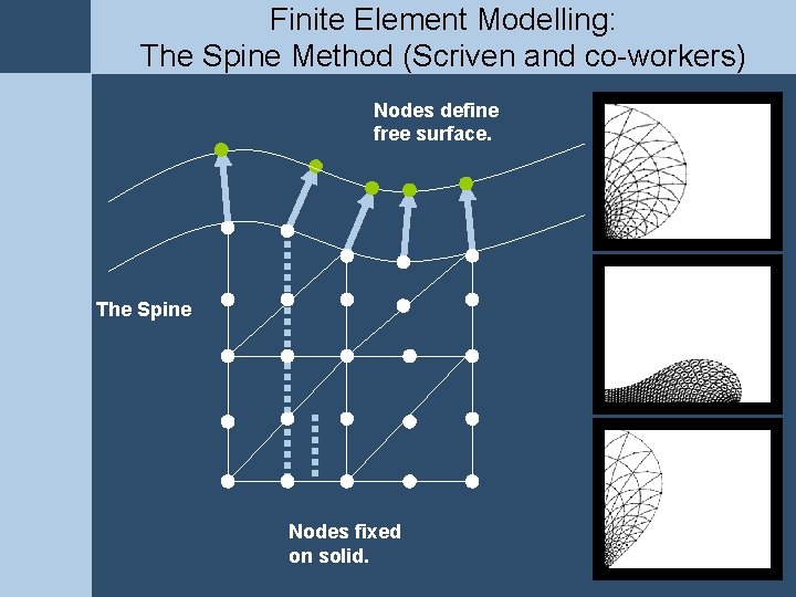 Finite Element Modelling: The Spine Method (Scriven and co-workers) Nodes define free surface. The Finite Element Modelling: The Spine Method (Scriven and co-workers) Nodes define free surface. The