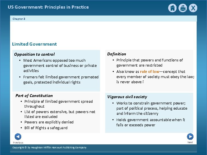 US Government: Principles in Practice Chapter 3 Limited Government Opposition to control • Most US Government: Principles in Practice Chapter 3 Limited Government Opposition to control • Most
