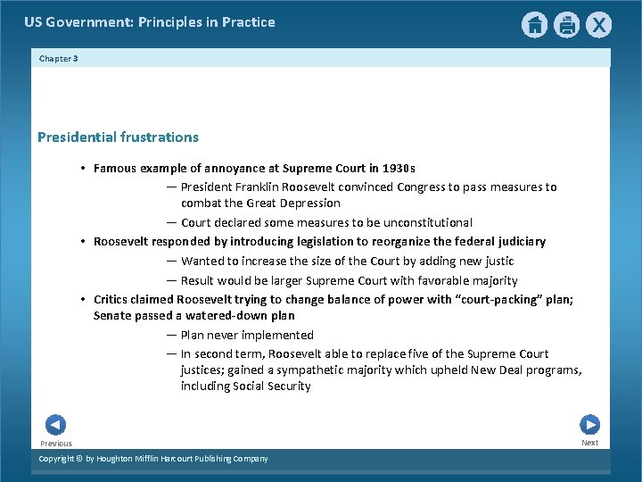 US Government: Principles in Practice Chapter 3 Presidential frustrations • Famous example of annoyance US Government: Principles in Practice Chapter 3 Presidential frustrations • Famous example of annoyance